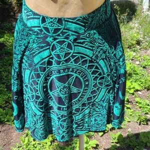 Green crushed velvet pentagram skirt